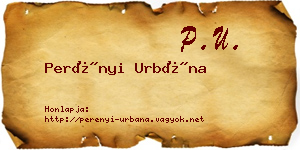 Perényi Urbána névjegykártya